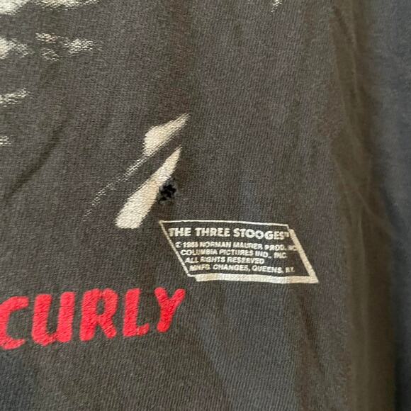 Vintage 80s The Three Stooges Moe Larry Curly Single Stitch Changes Shirt Large - Picture 3 of 5
